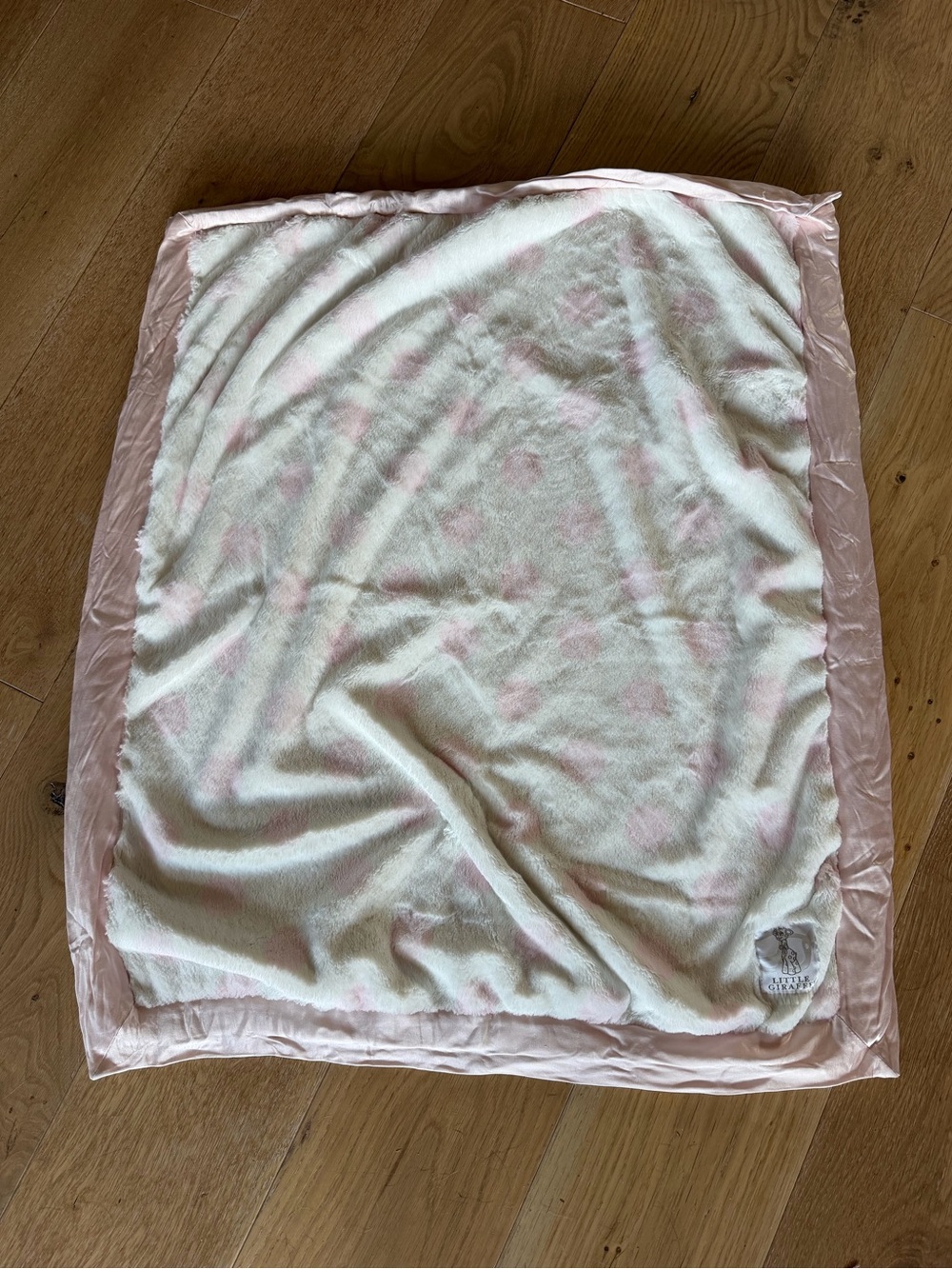 Little Giraffe Plush Baby Blanket - Pink and White Polka Dots
